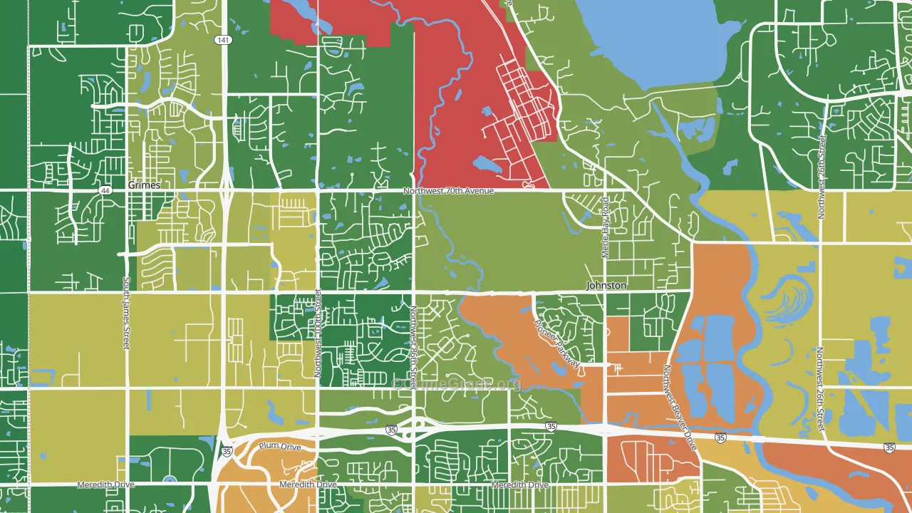 Johnston, IA Map of Vandalism Rates
