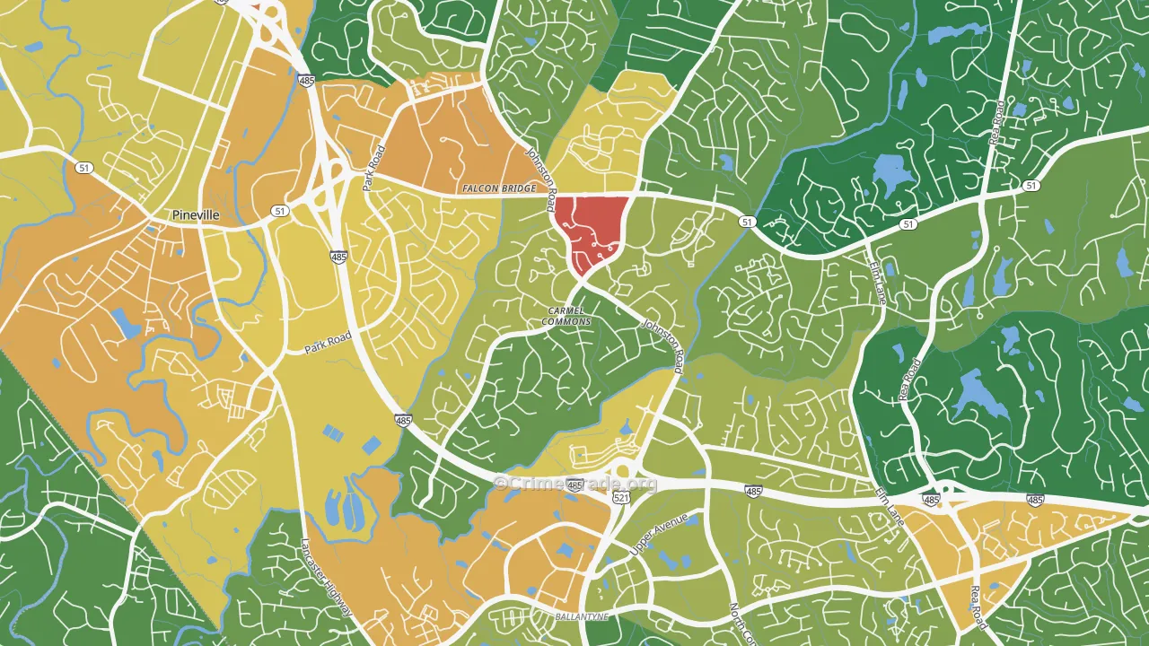 Johnston-McAlpine, Charlotte, NC Map of Vandalism Rates