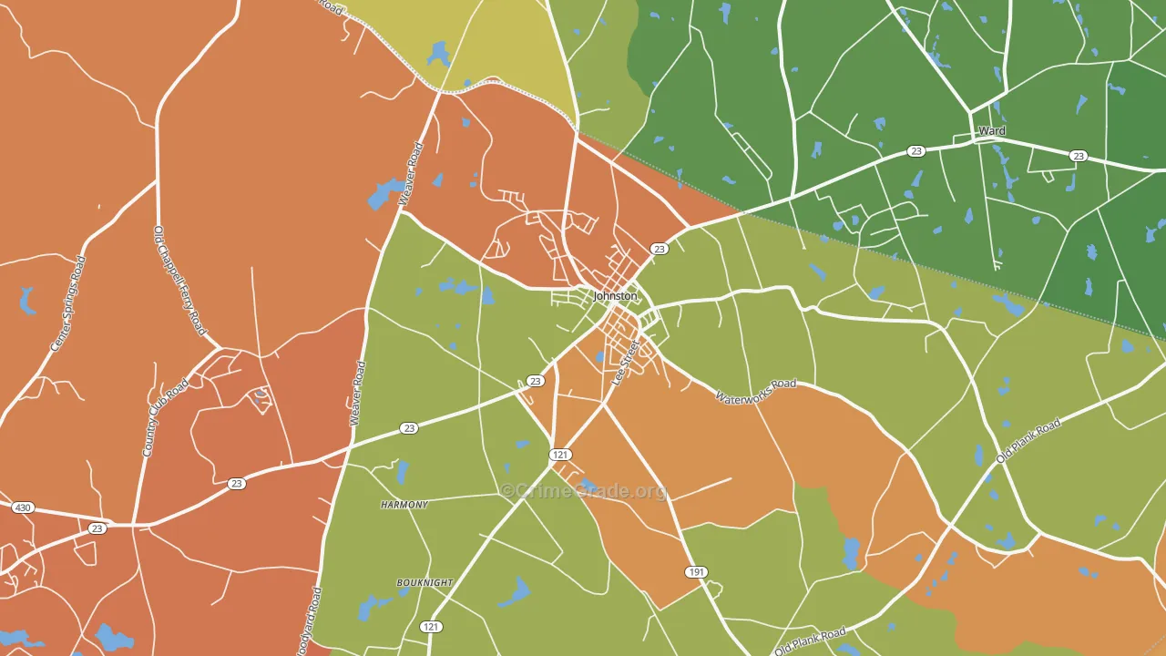 Johnston, SC Map of Vandalism Rates