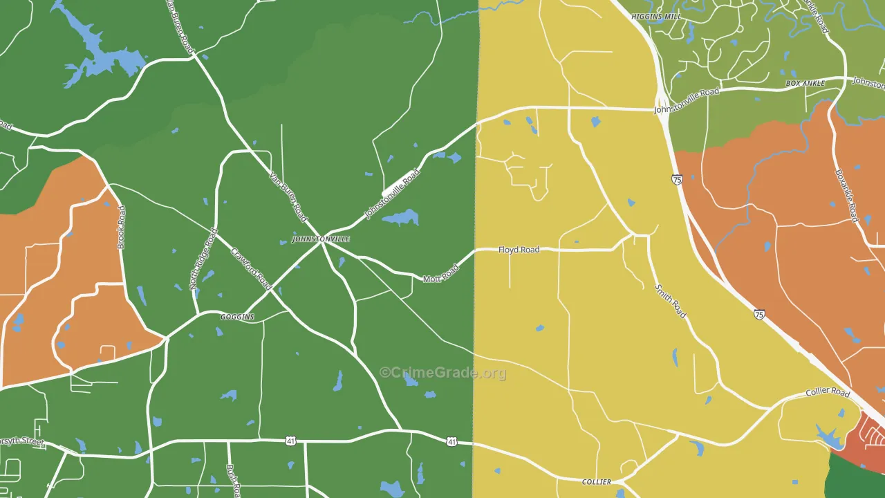Johnstonville, GA Map of Vandalism Rates