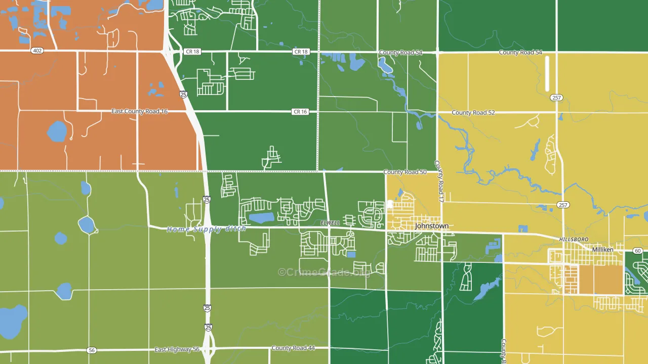 Johnstown, CO Map of Vandalism Rates