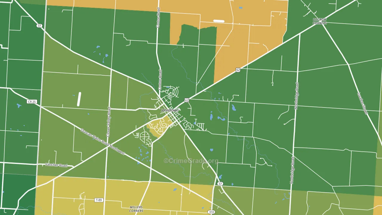 Johnstown, OH Map of Vandalism Rates
