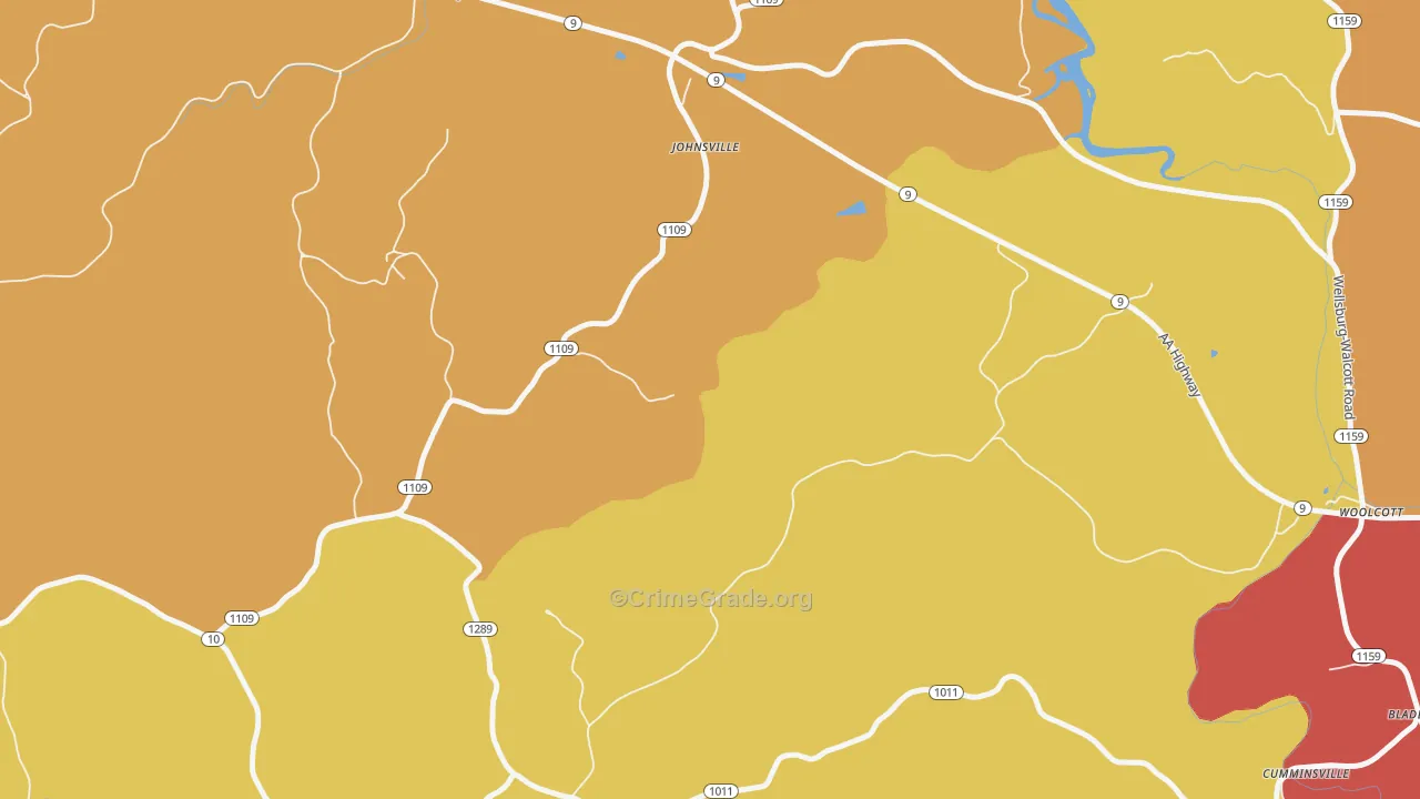 Johnsville, KY Map of Vandalism Rates