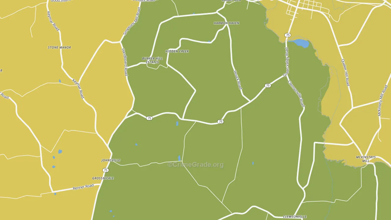Johnsville, MD Map of Vandalism Rates