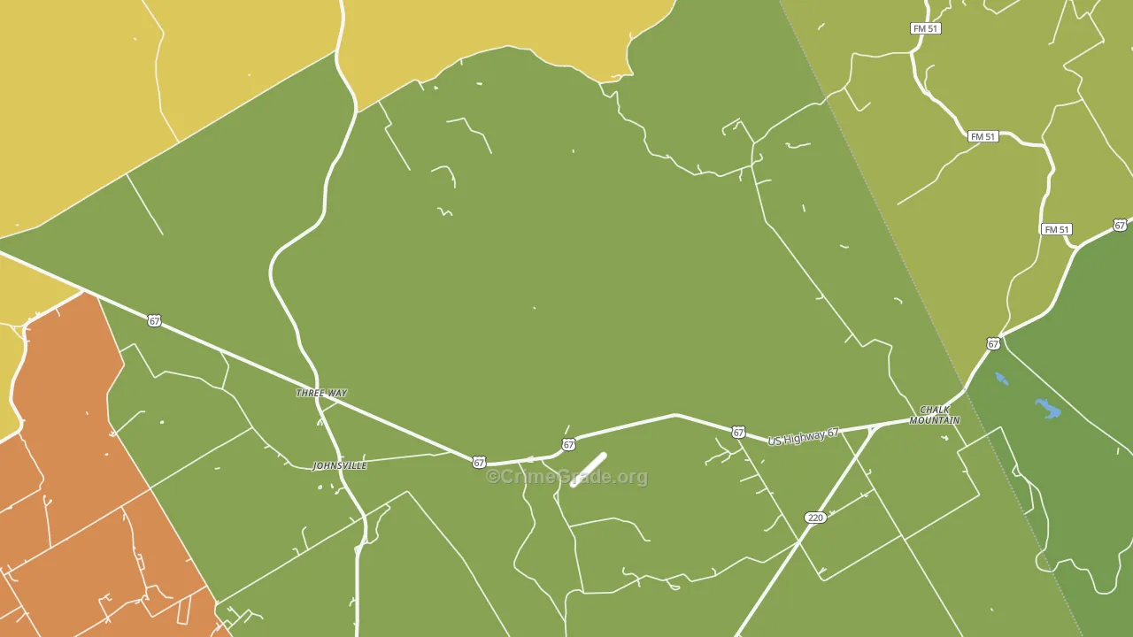 Johnsville, TX Map of Vandalism Rates