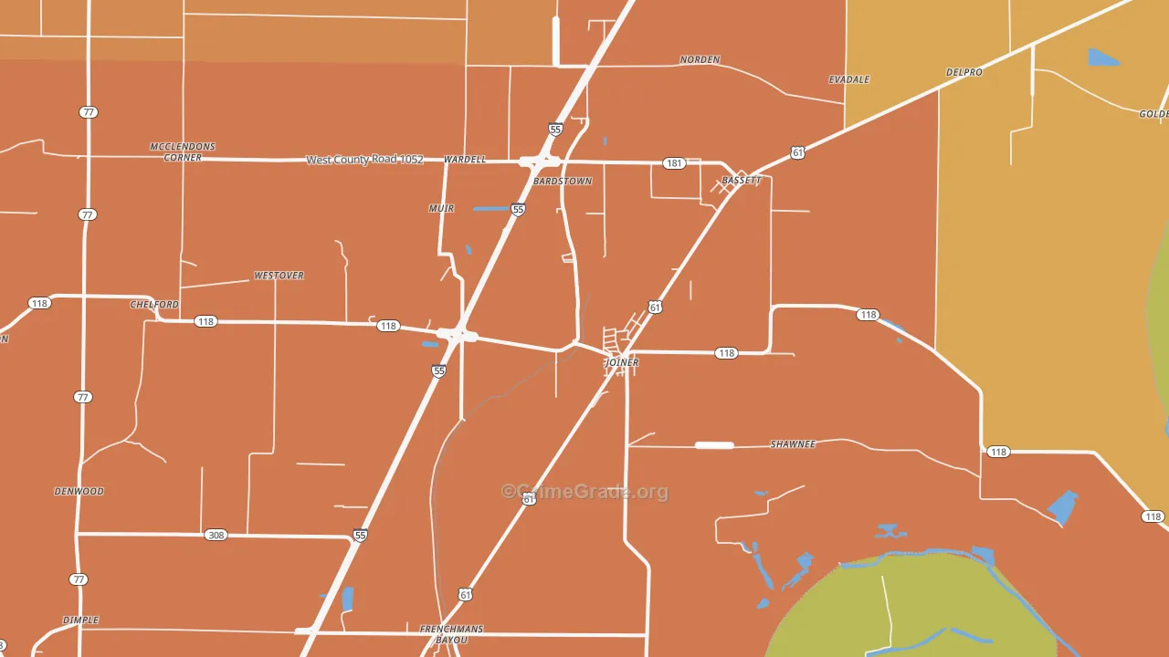 Joiner, AR Map of Vandalism Rates