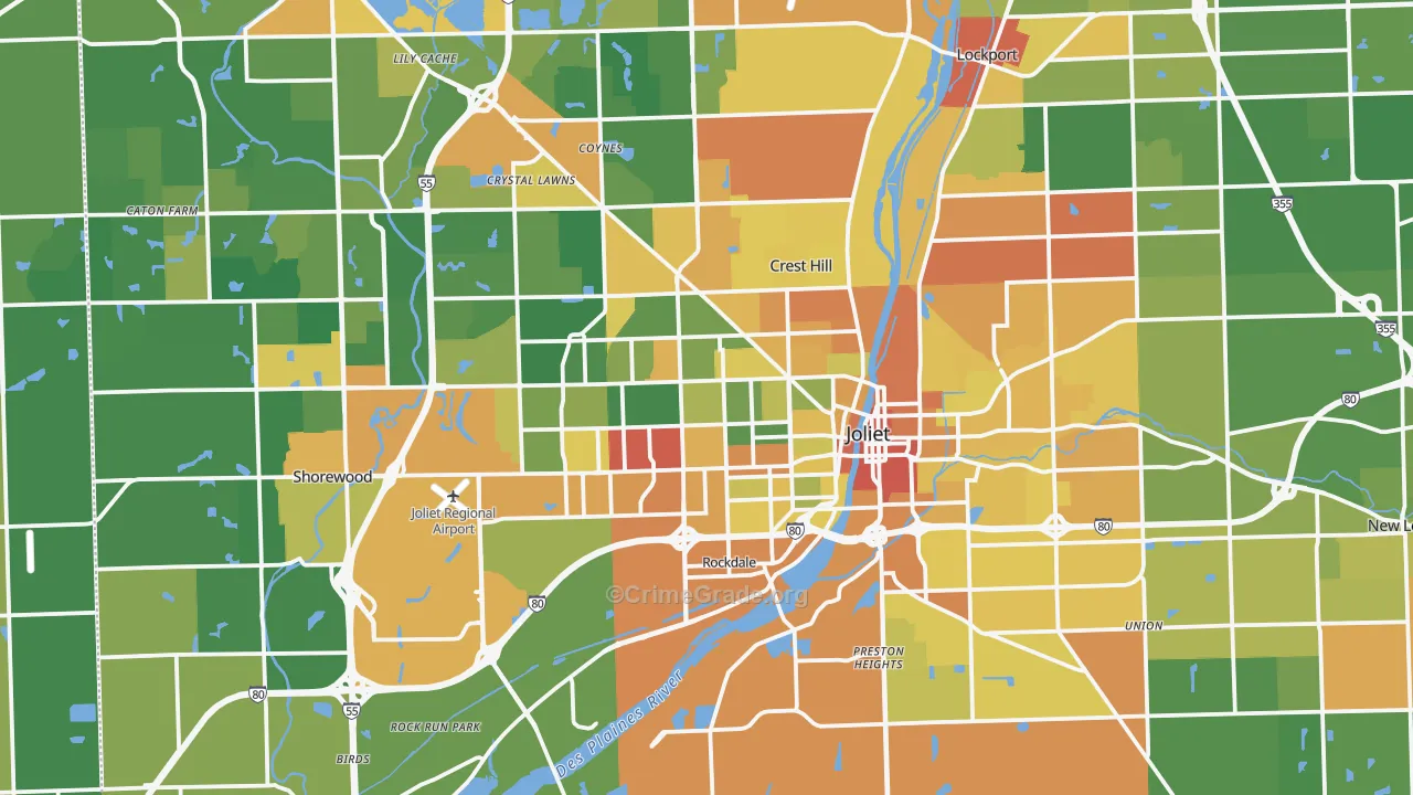 Joliet, IL Map of Vandalism Rates