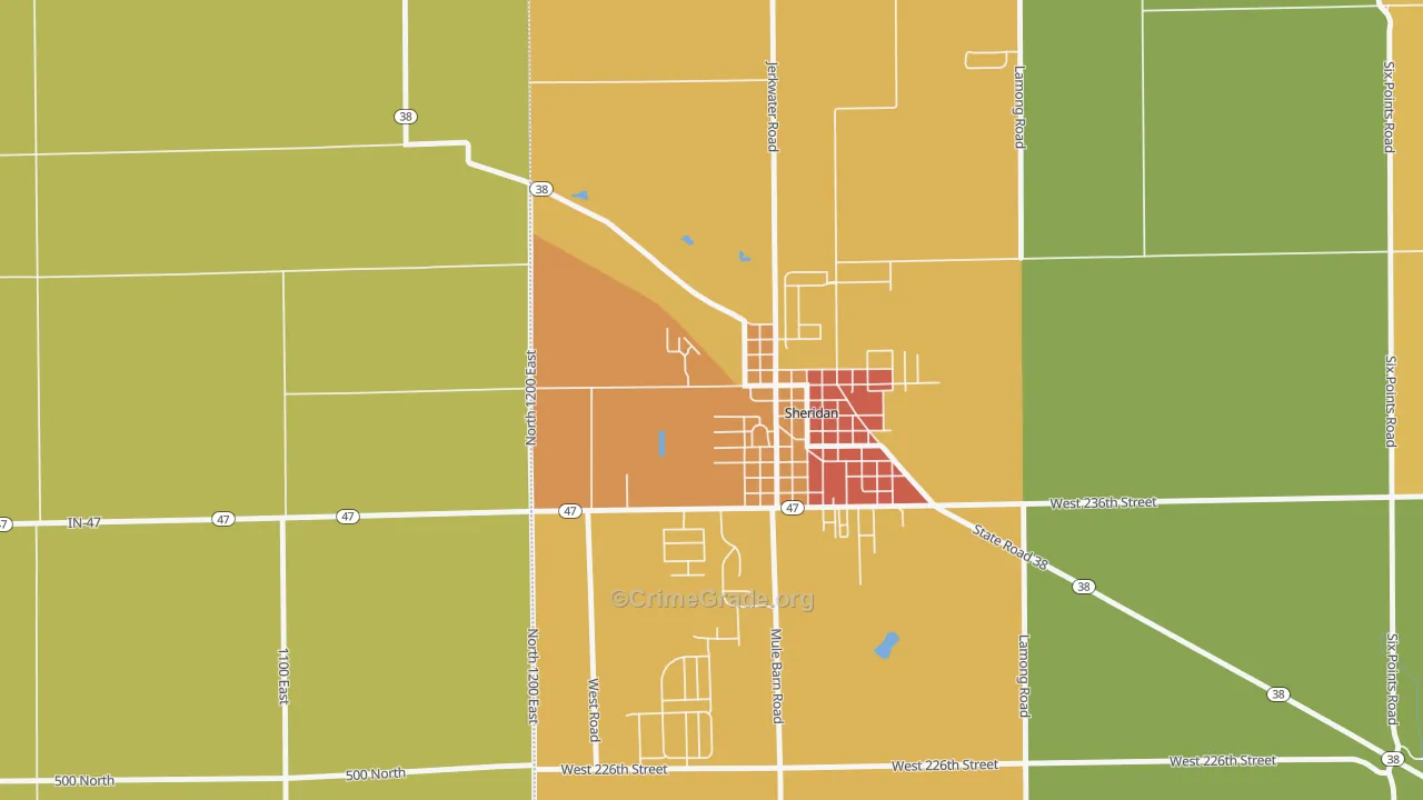 Jolietville, IN Map of Vandalism Rates