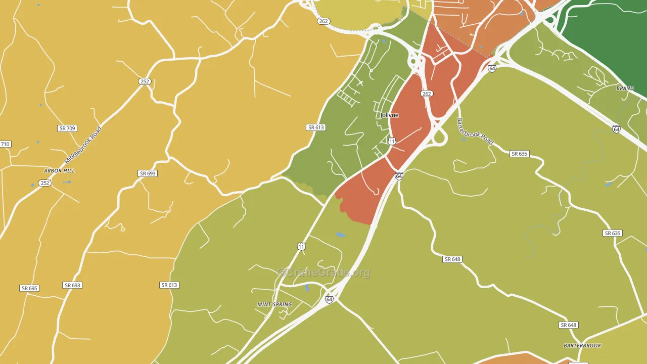 Jolivue, VA Map of Vandalism Rates