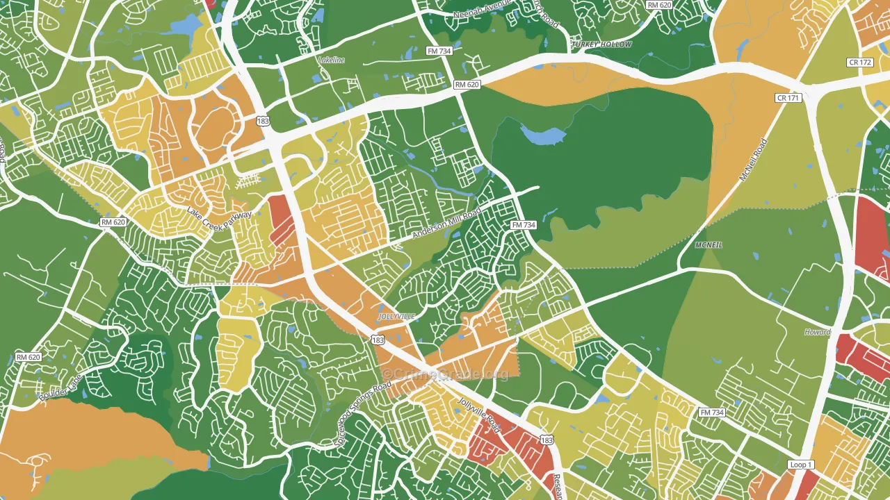 Jollyville, TX Map of Vandalism Rates