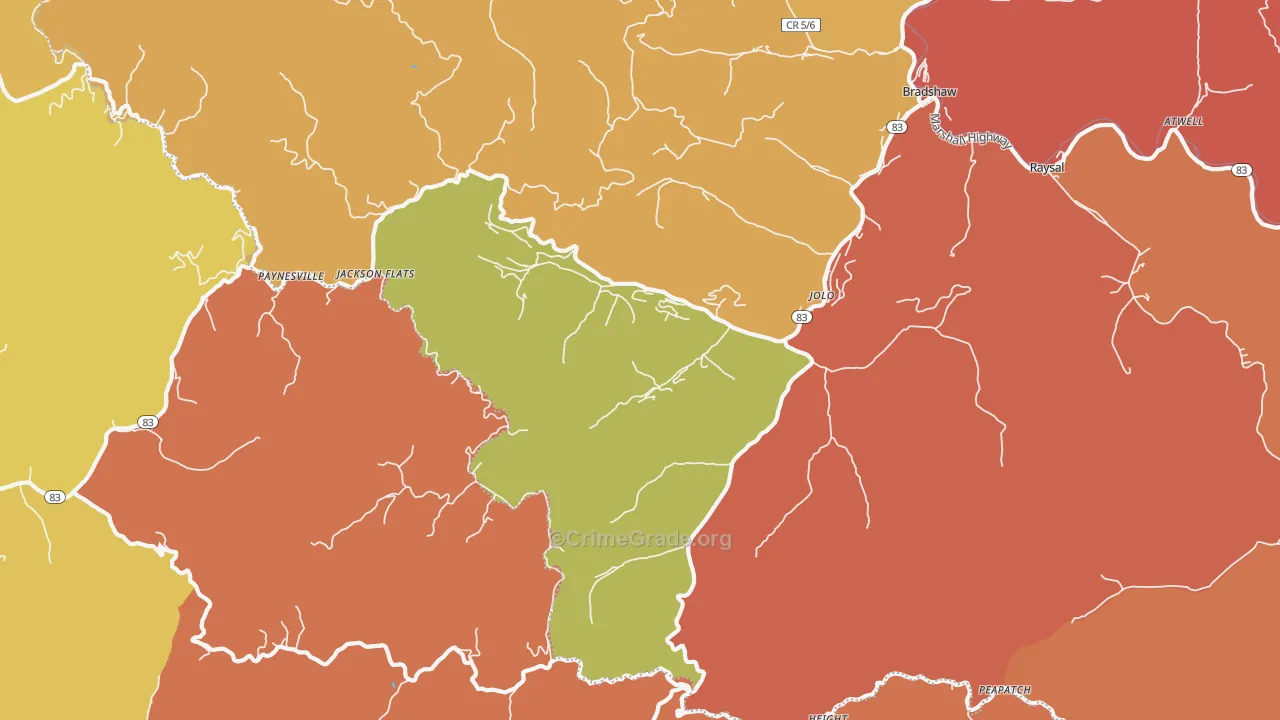 Jolo, WV Map of Vandalism Rates