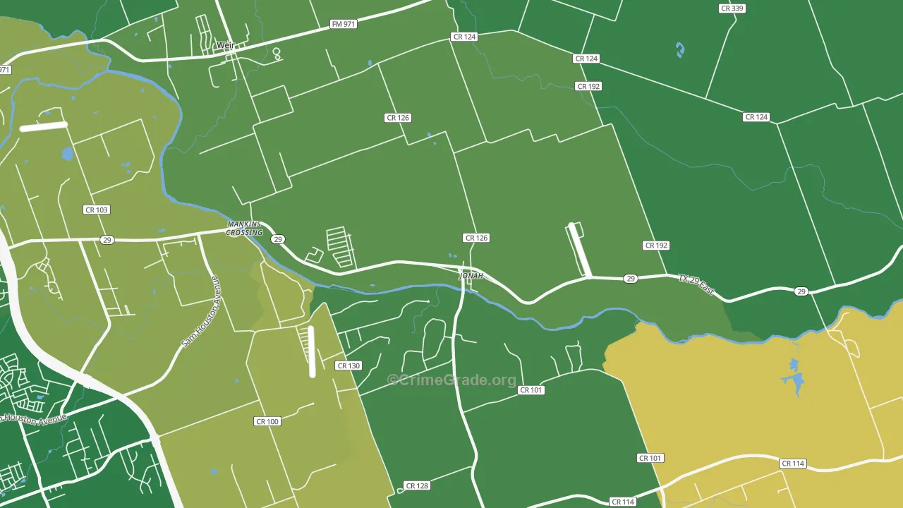 Jonah, TX Map of Vandalism Rates