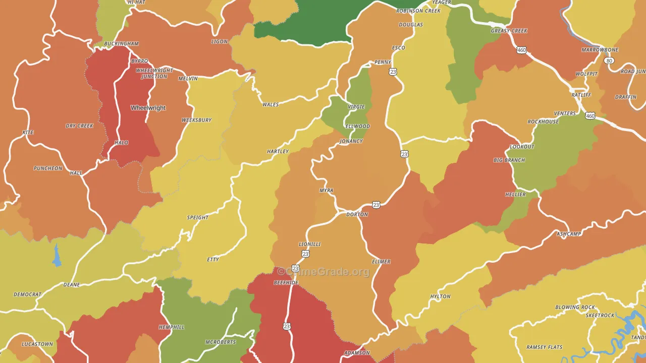 Jonancy, KY Map of Vandalism Rates