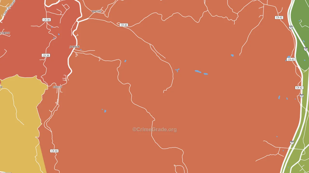 Jonben, WV Map of Vandalism Rates