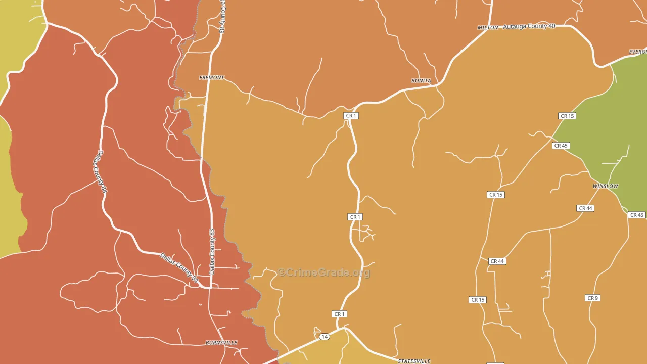Jones, AL Map of Vandalism Rates