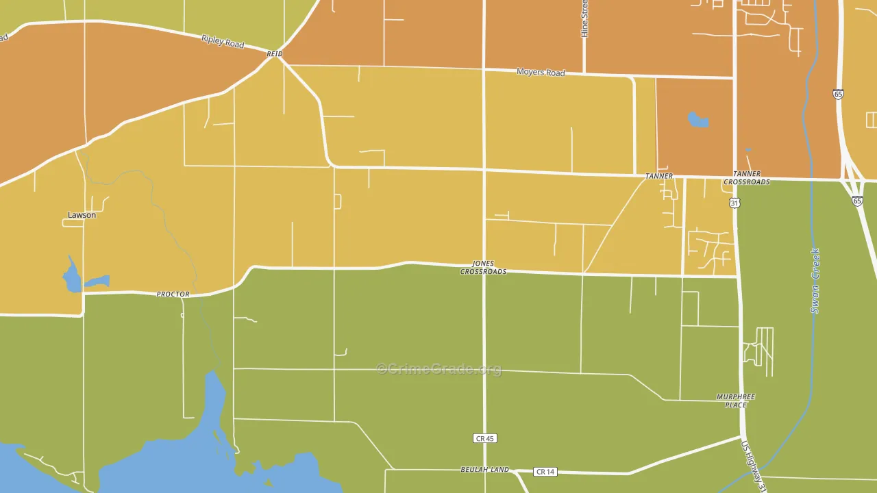 Jones Crossroads, AL Map of Vandalism Rates