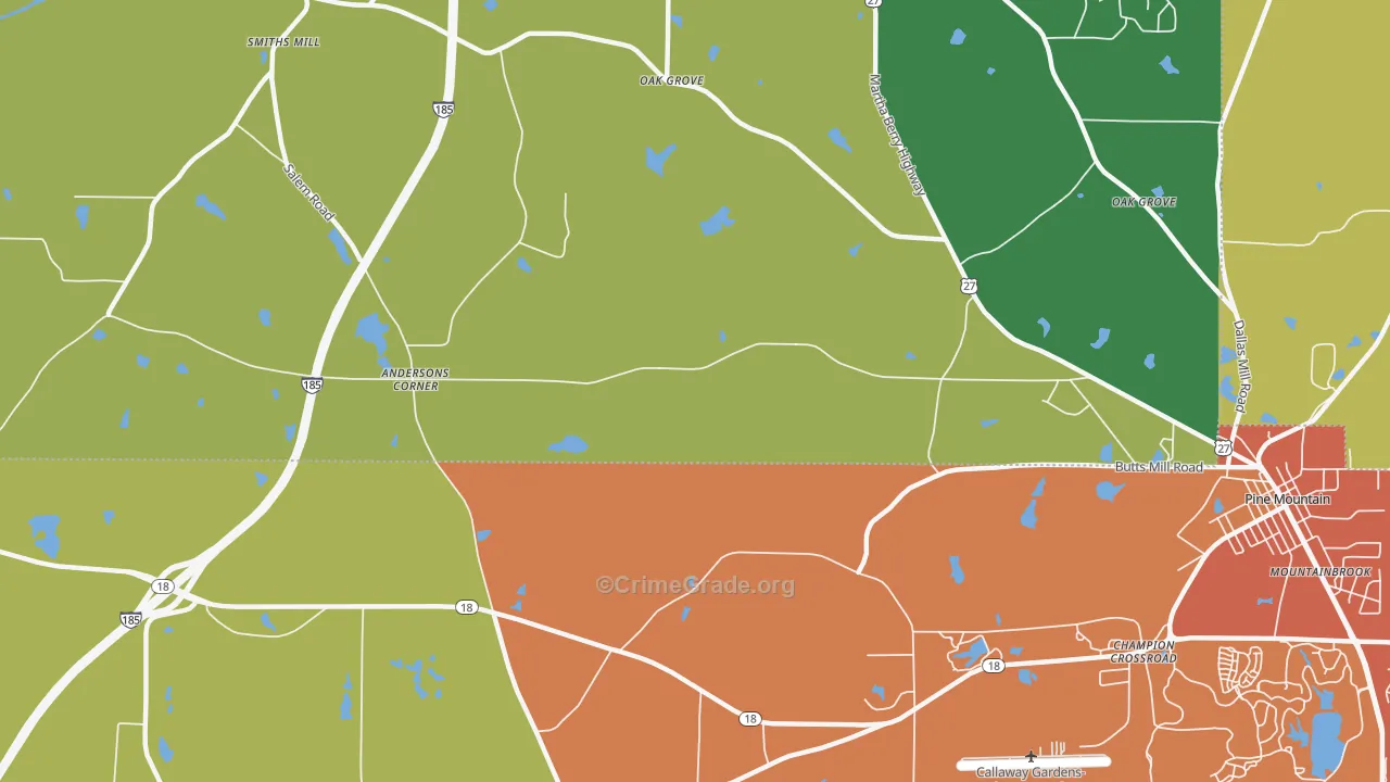 Jones Crossroads, GA Map of Vandalism Rates