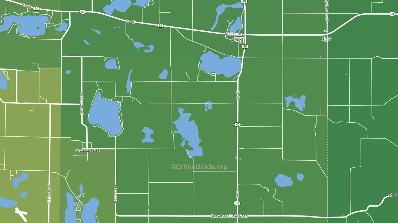 Jones, MI Map of Vandalism Rates