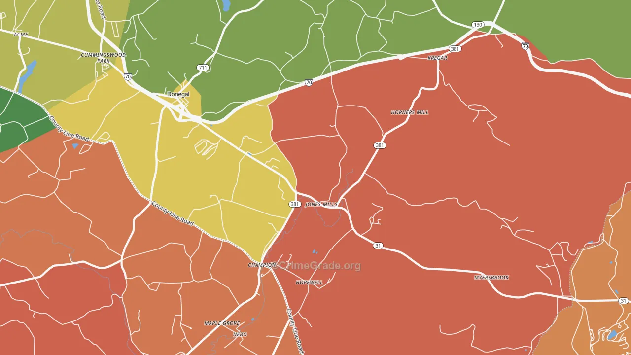 Jones Mills, PA Map of Vandalism Rates