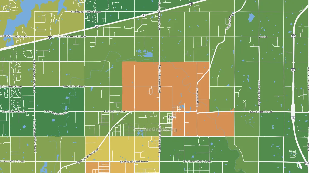 Jones, OK Map of Vandalism Rates