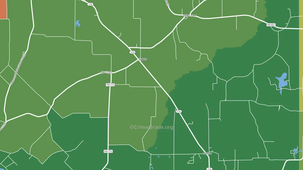 Jones, TX Map of Vandalism Rates