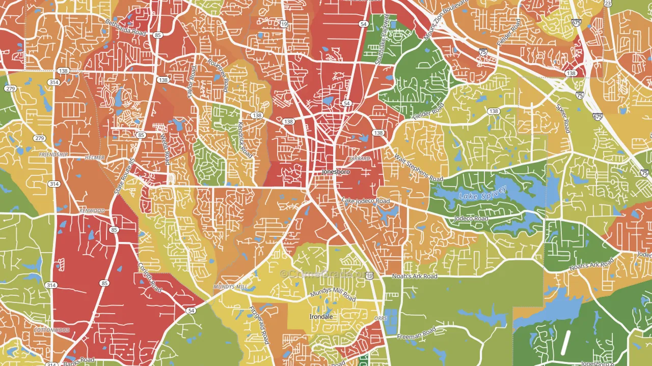 Jonesboro, GA Map of Vandalism Rates
