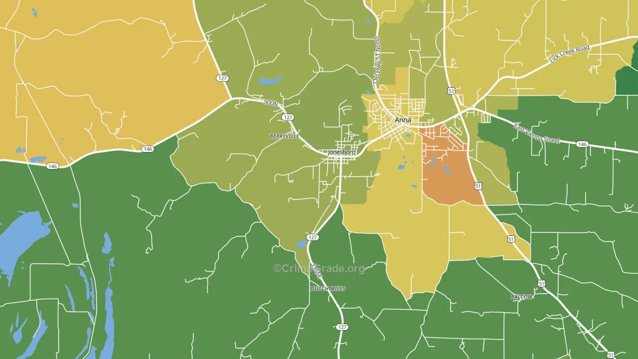 Jonesboro, IL Map of Vandalism Rates