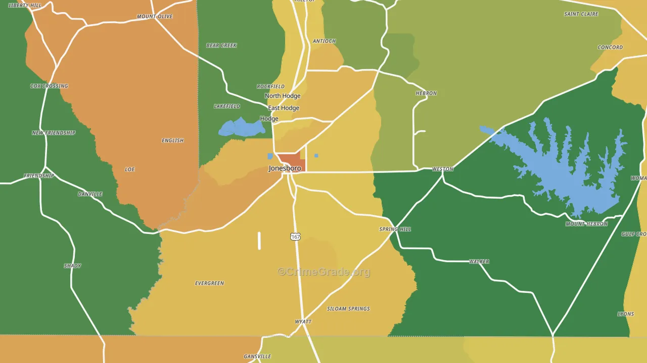 Jonesboro, LA Map of Vandalism Rates