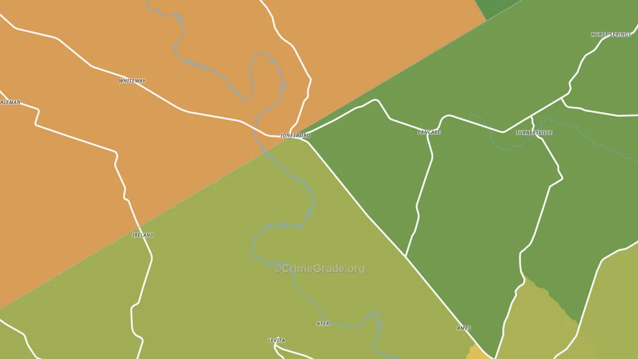Jonesboro, TX Map of Vandalism Rates