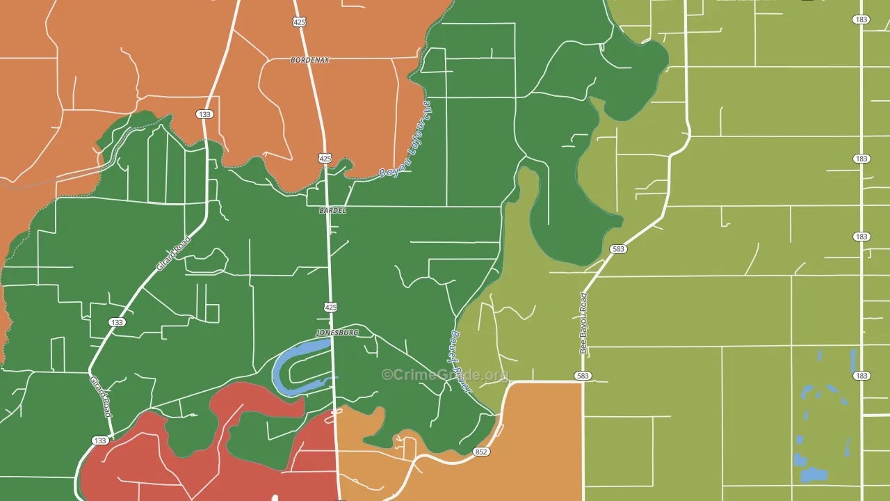 Jonesburg, LA Map of Vandalism Rates