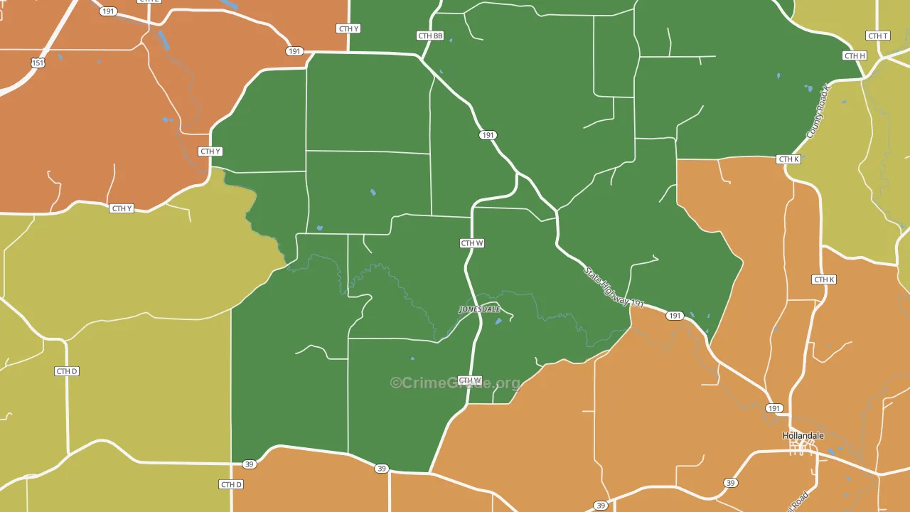 Jonesdale, WI Map of Vandalism Rates
