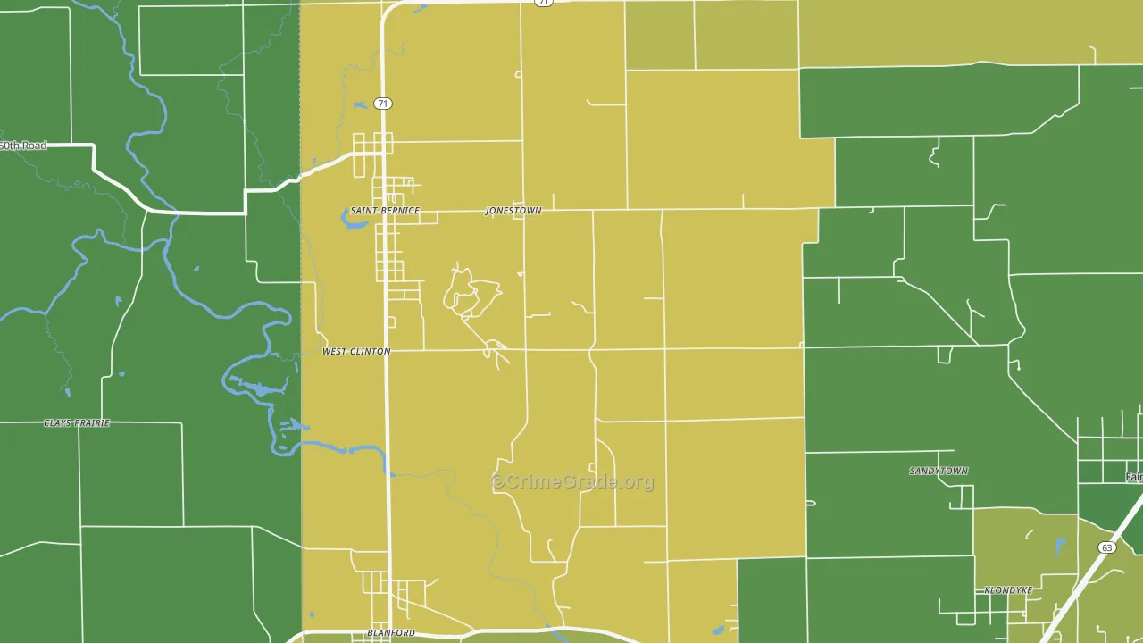Jonestown, IN Map of Vandalism Rates