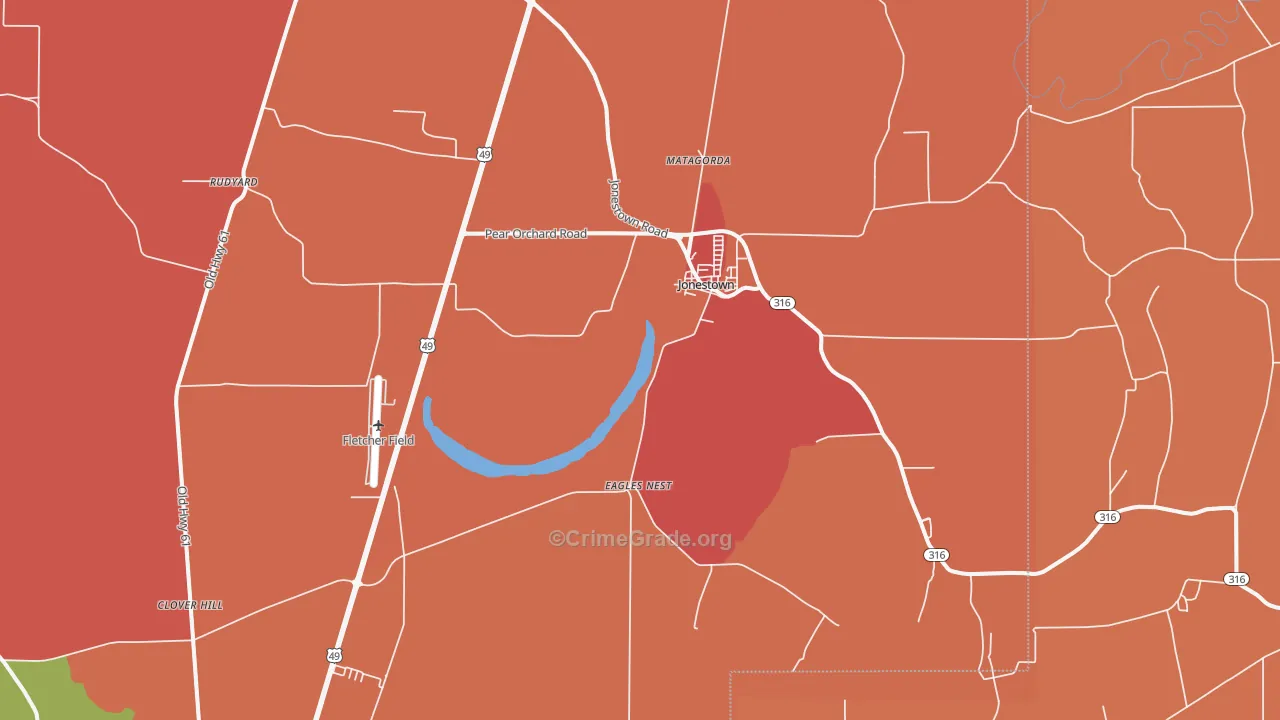 Jonestown, MS Map of Vandalism Rates