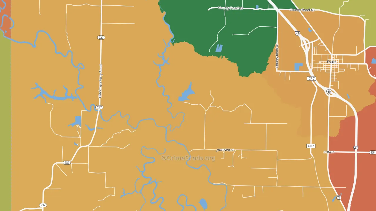Jonesville, AR Map of Vandalism Rates