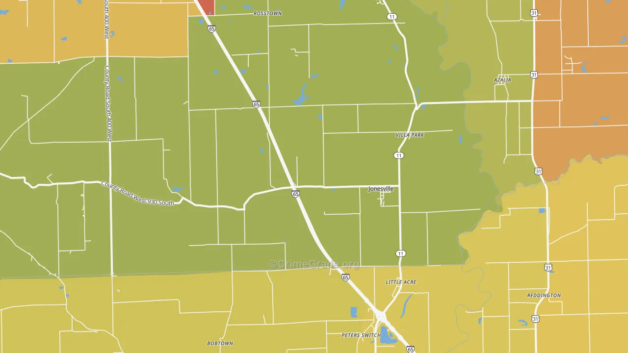 Jonesville, IN Map of Vandalism Rates