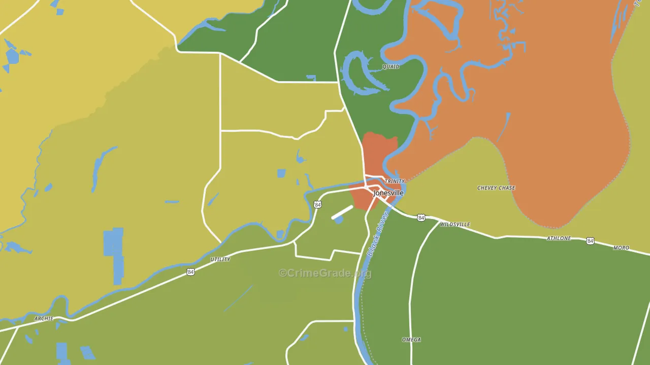 Jonesville, LA Map of Vandalism Rates