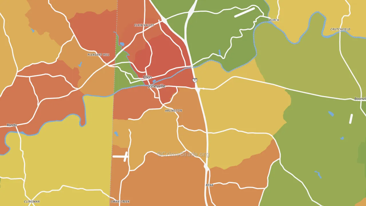 Jonesville, NC Map of Vandalism Rates