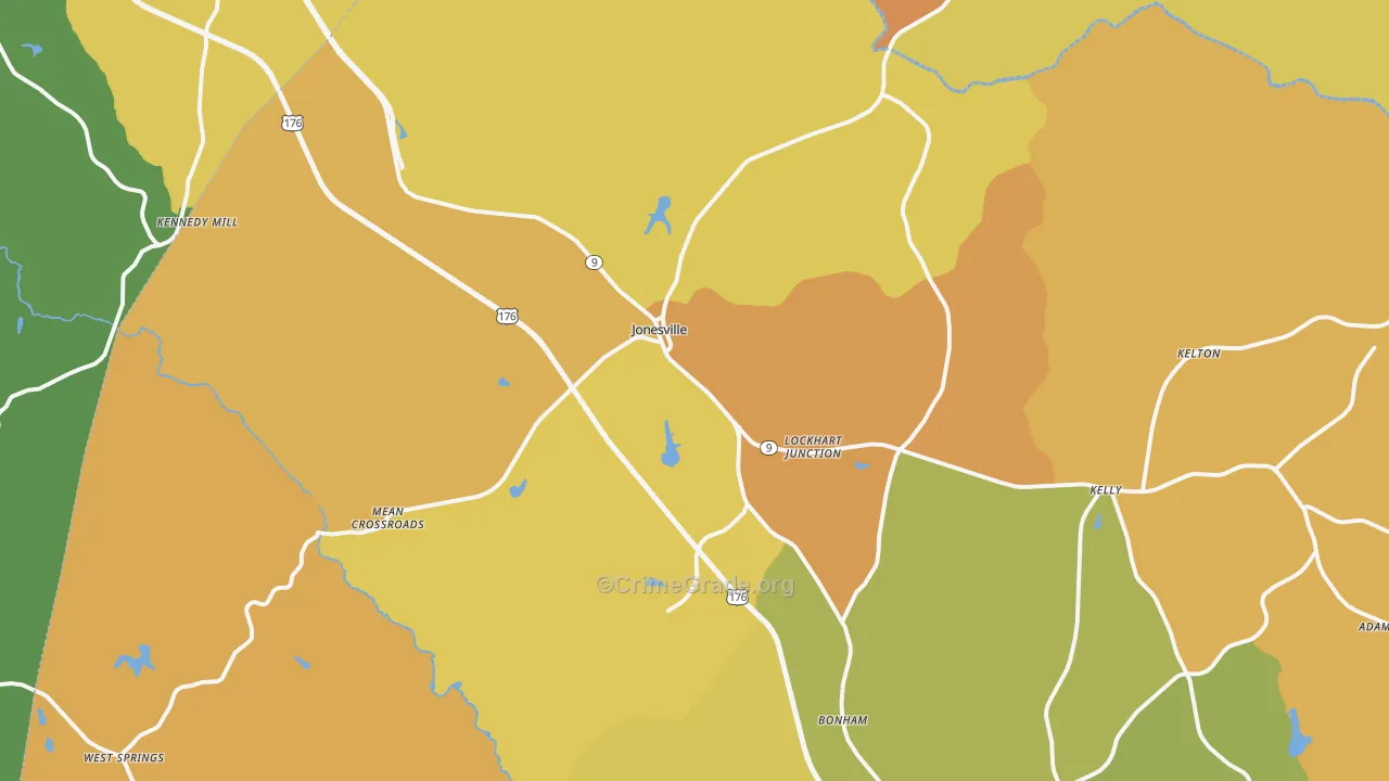 Jonesville, SC Map of Vandalism Rates