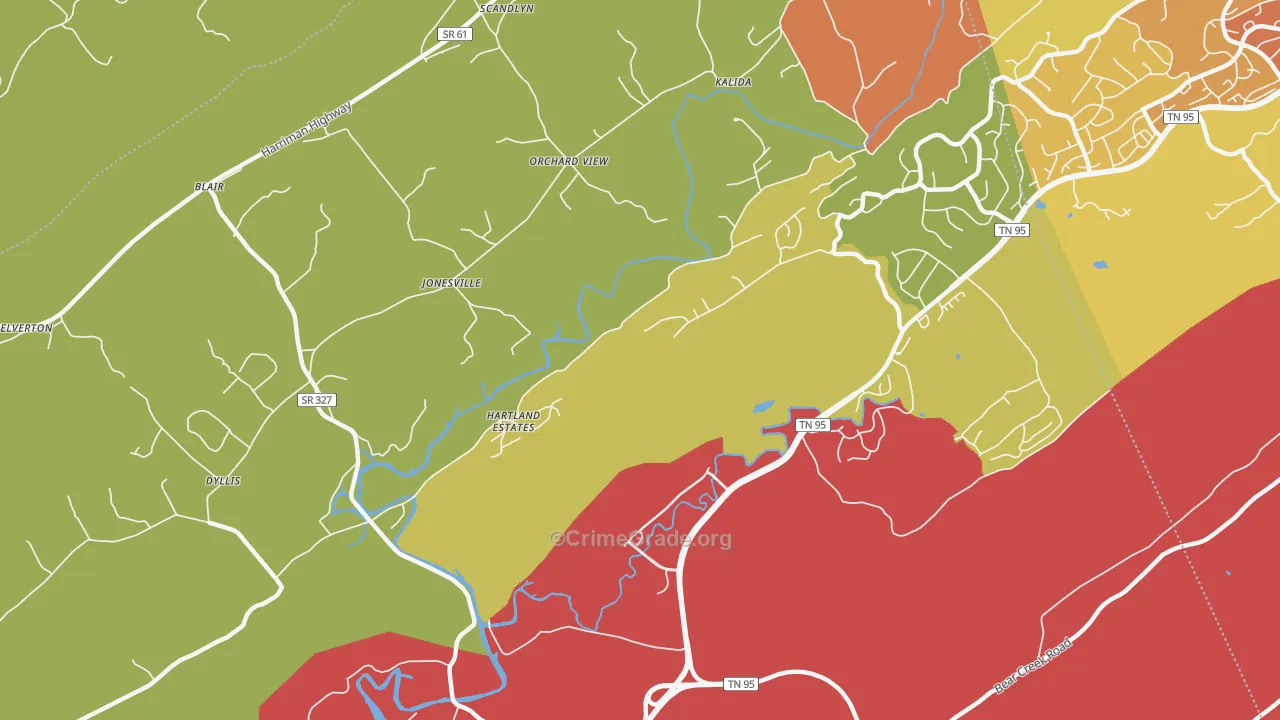 Jonesville, TN Map of Vandalism Rates