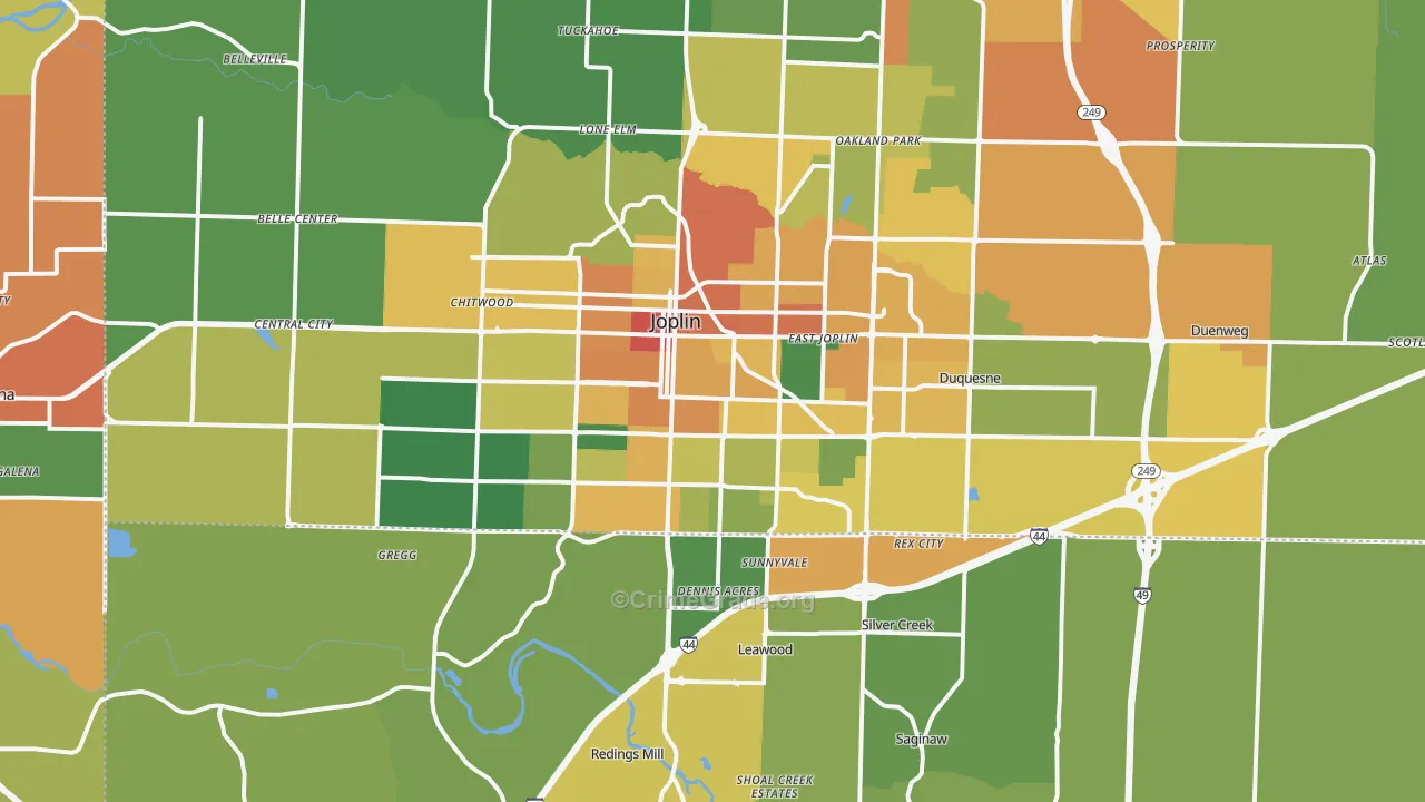 Joplin, MO Map of Vandalism Rates