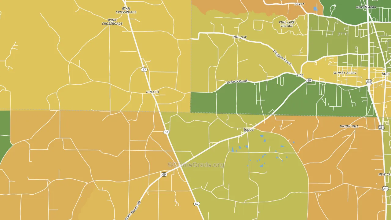Joppa, AL Map of Vandalism Rates
