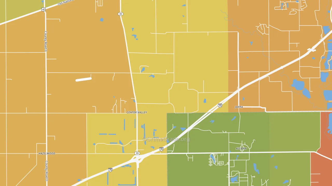 Joppa, IN Map of Vandalism Rates