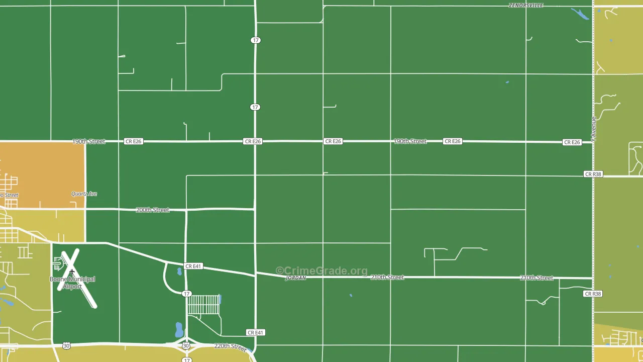 Jordan, IA Map of Vandalism Rates