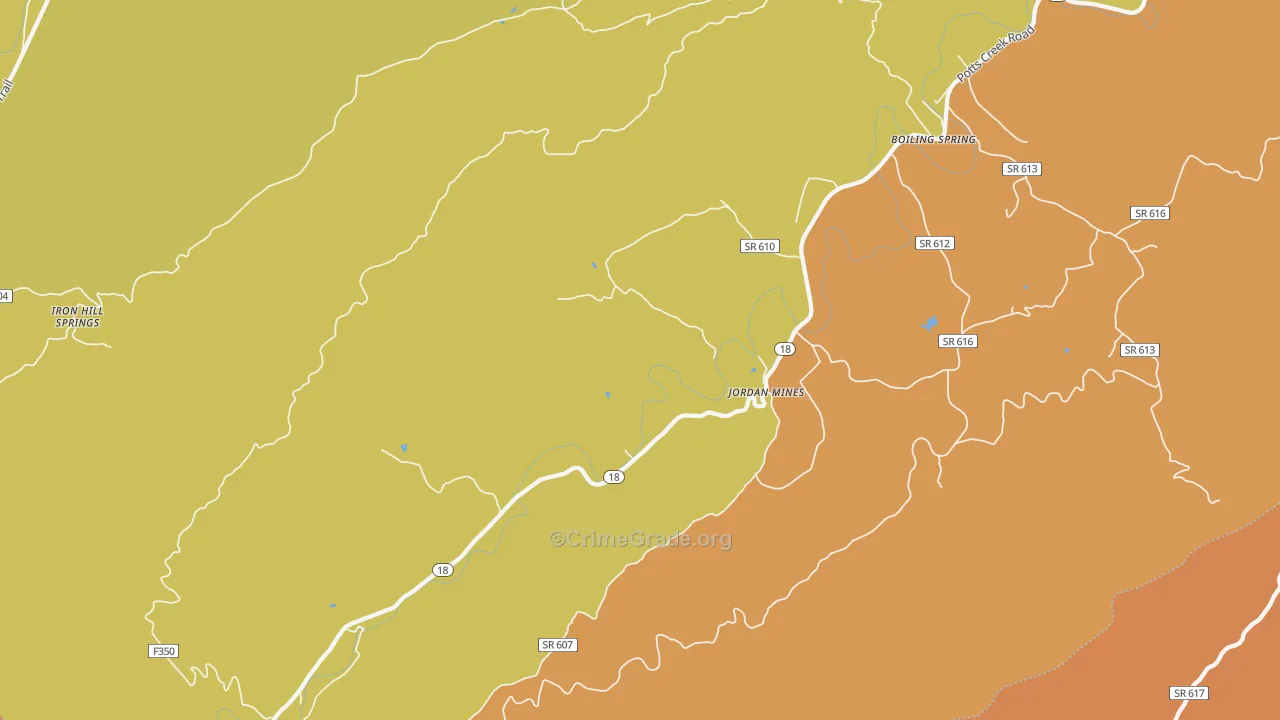 Jordan Mines, VA Map of Vandalism Rates