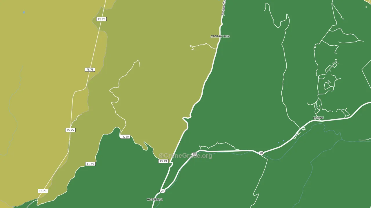 Jordan Run, WV Map of Vandalism Rates