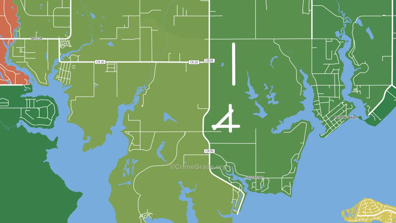 Josephine, AL Map of Vandalism Rates