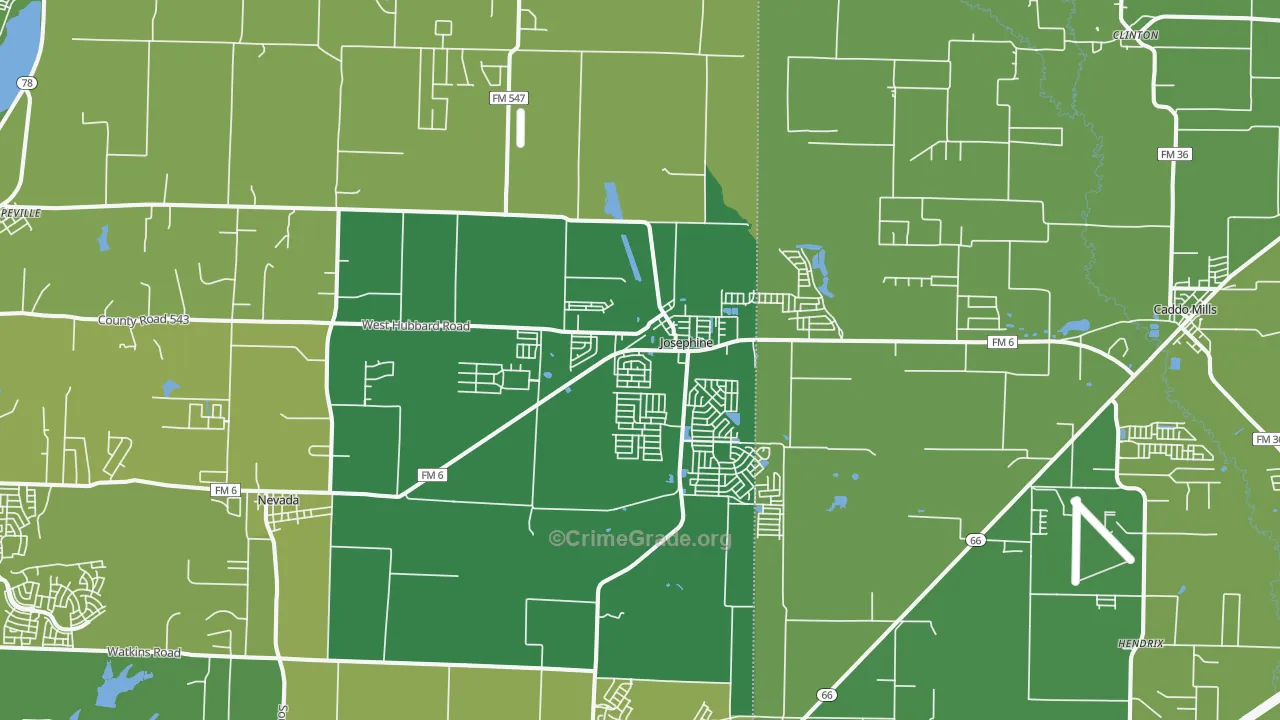 Josephine, TX Map of Vandalism Rates
