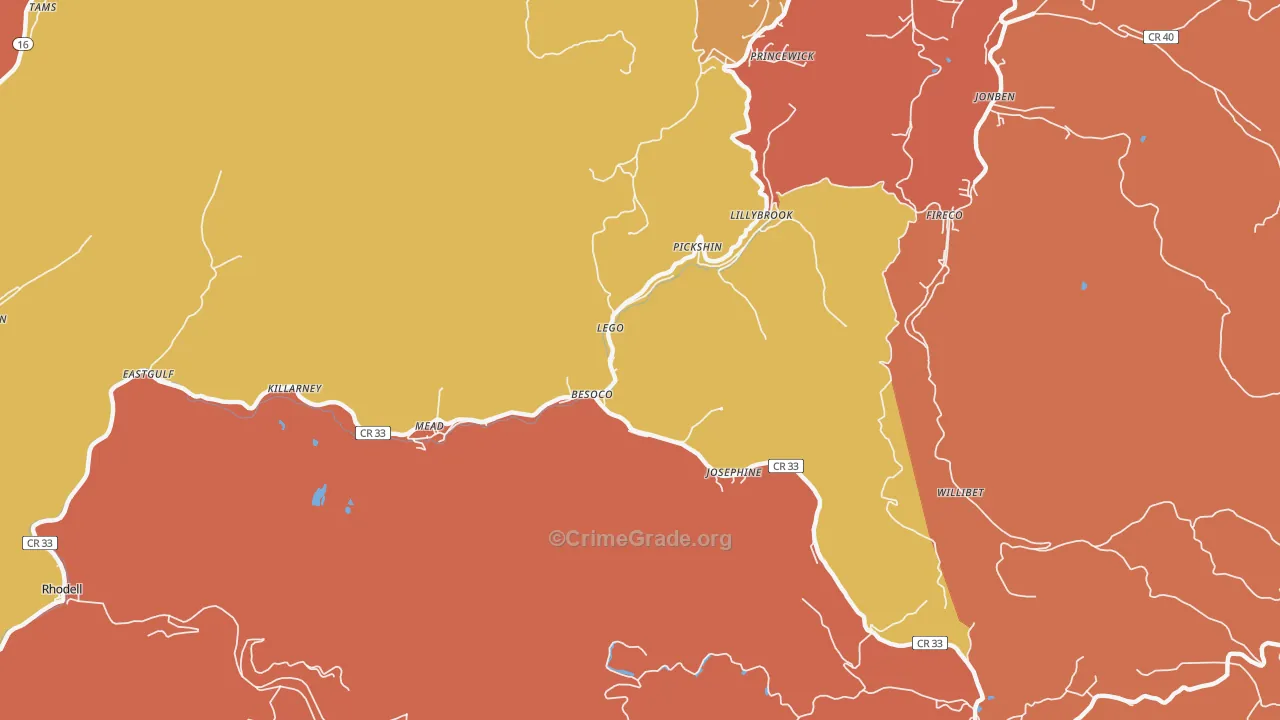 Josephine, WV Map of Vandalism Rates