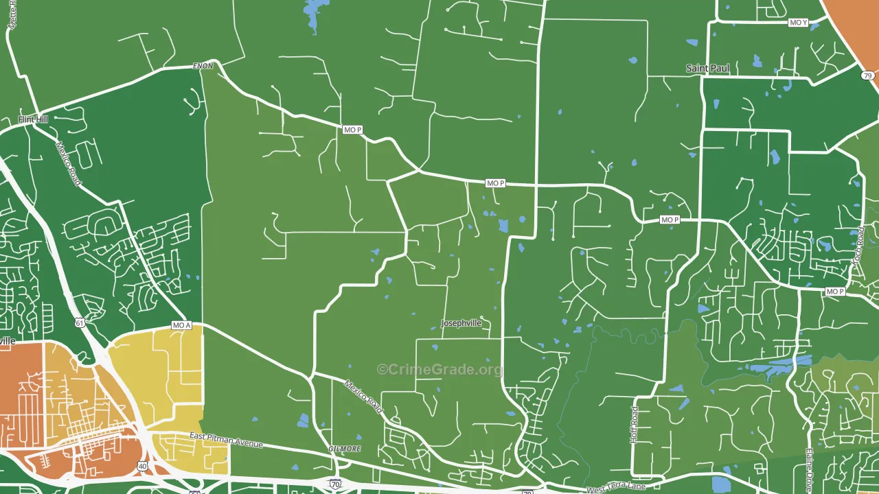 Josephville, MO Map of Vandalism Rates