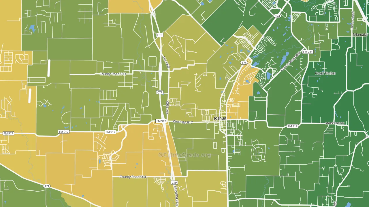 Joshua, TX Map of Vandalism Rates